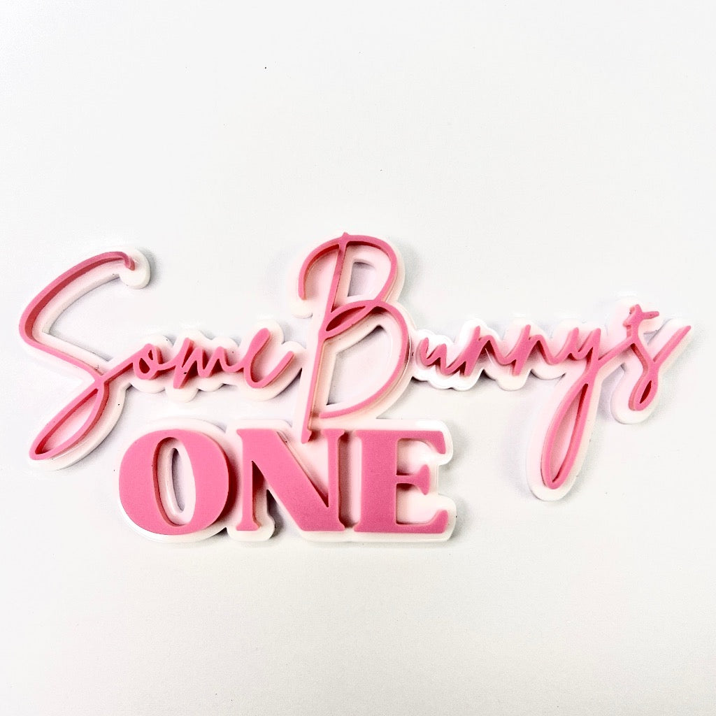 Double Layered Acrylic Birthday Cake Fropper - Some Bunny is One