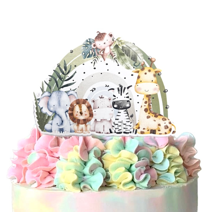 Acrylic Birthday Cake Topper - Safari Rainbow