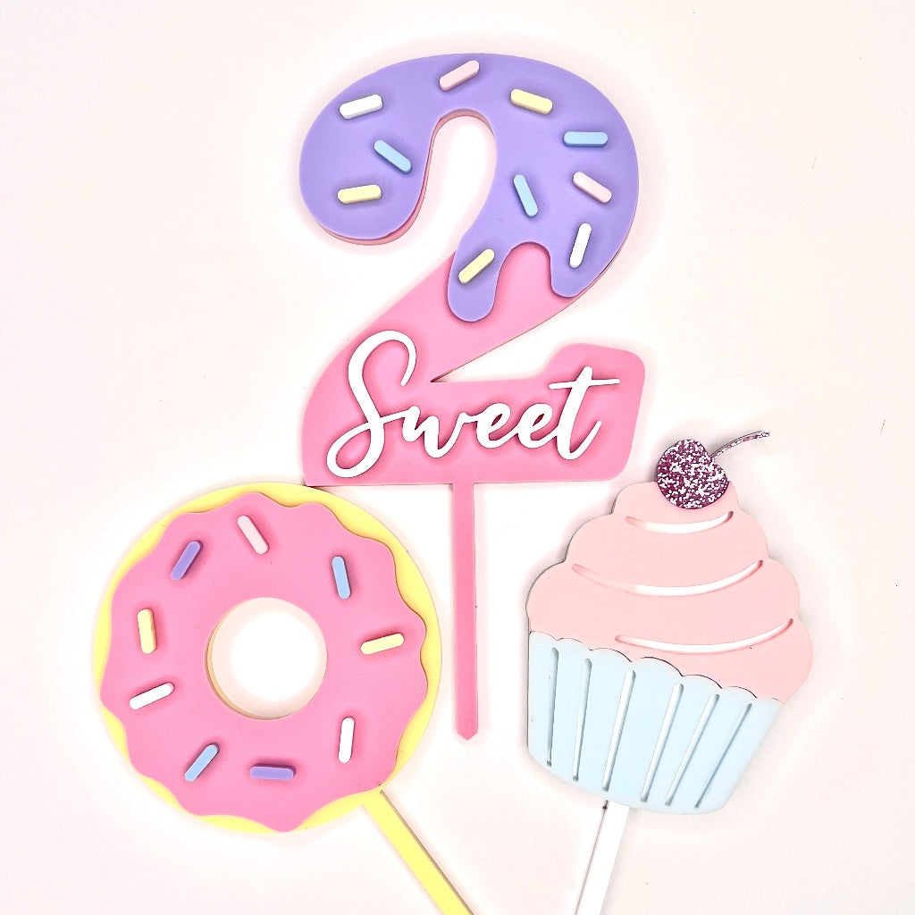 Double Layer Acrylic Birthday Cake Topper - Two Sweet