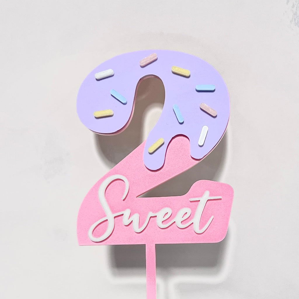 Double Layer Acrylic Birthday Cake Topper - Two Sweet
