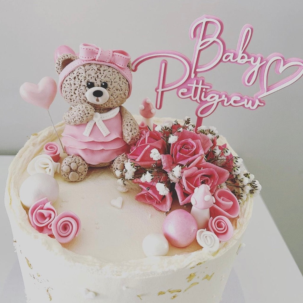 Double Layer Custom Name Acrylic Baby Shower Cake Topper