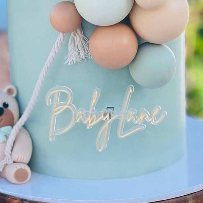 Double Layer Custom Name Baby Shower Cake Fropper