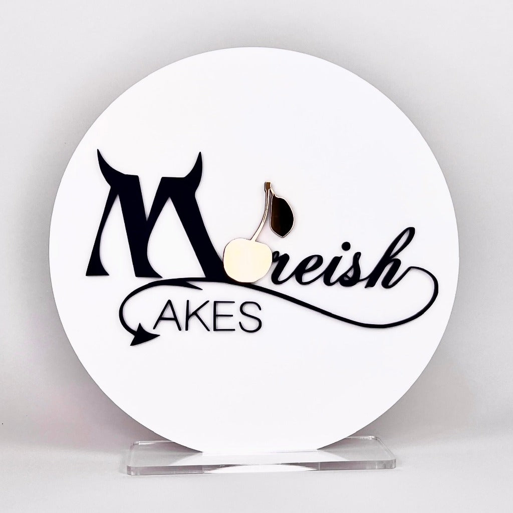 Round Acrylic Business Custom Logo Sign - 30cm
