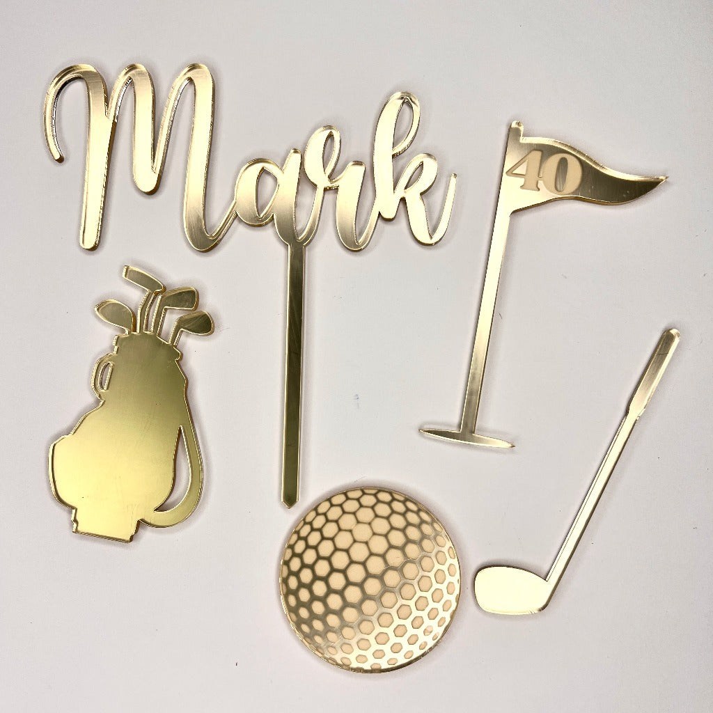 Acrylic Custom Birthday Cake Topper Set Golf Cakers Paradise