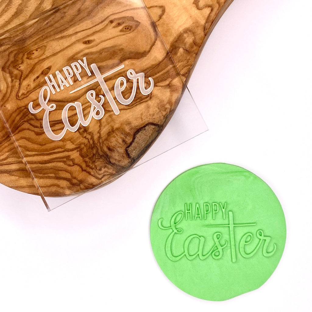 acrylic cookie stamp fondant embosser debosser Happy Easter