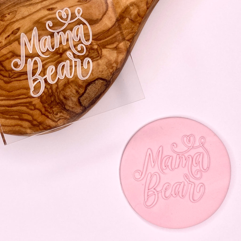 acrylic cookie stamp fondant embosser debosser Mothers Day Mama Bear