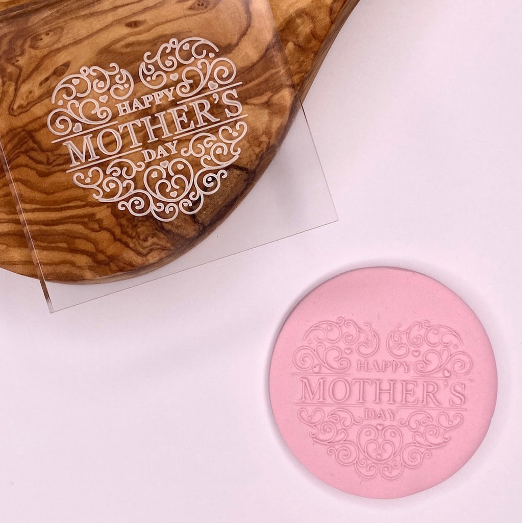 acrylic cookie stamp fondant embosser debosser Mothers Day Love hearts