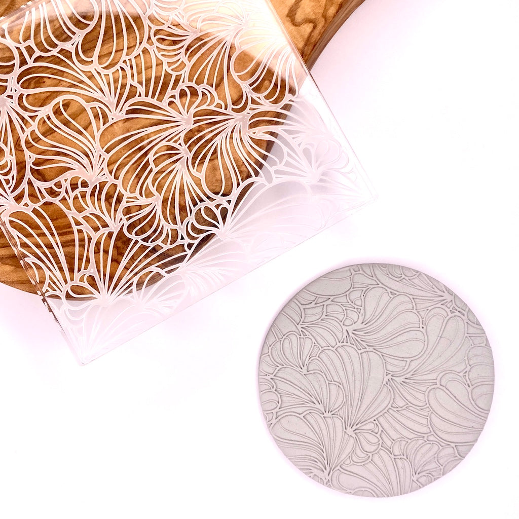 acrylic cookie stamp fondant embosser debosser lacy leaves