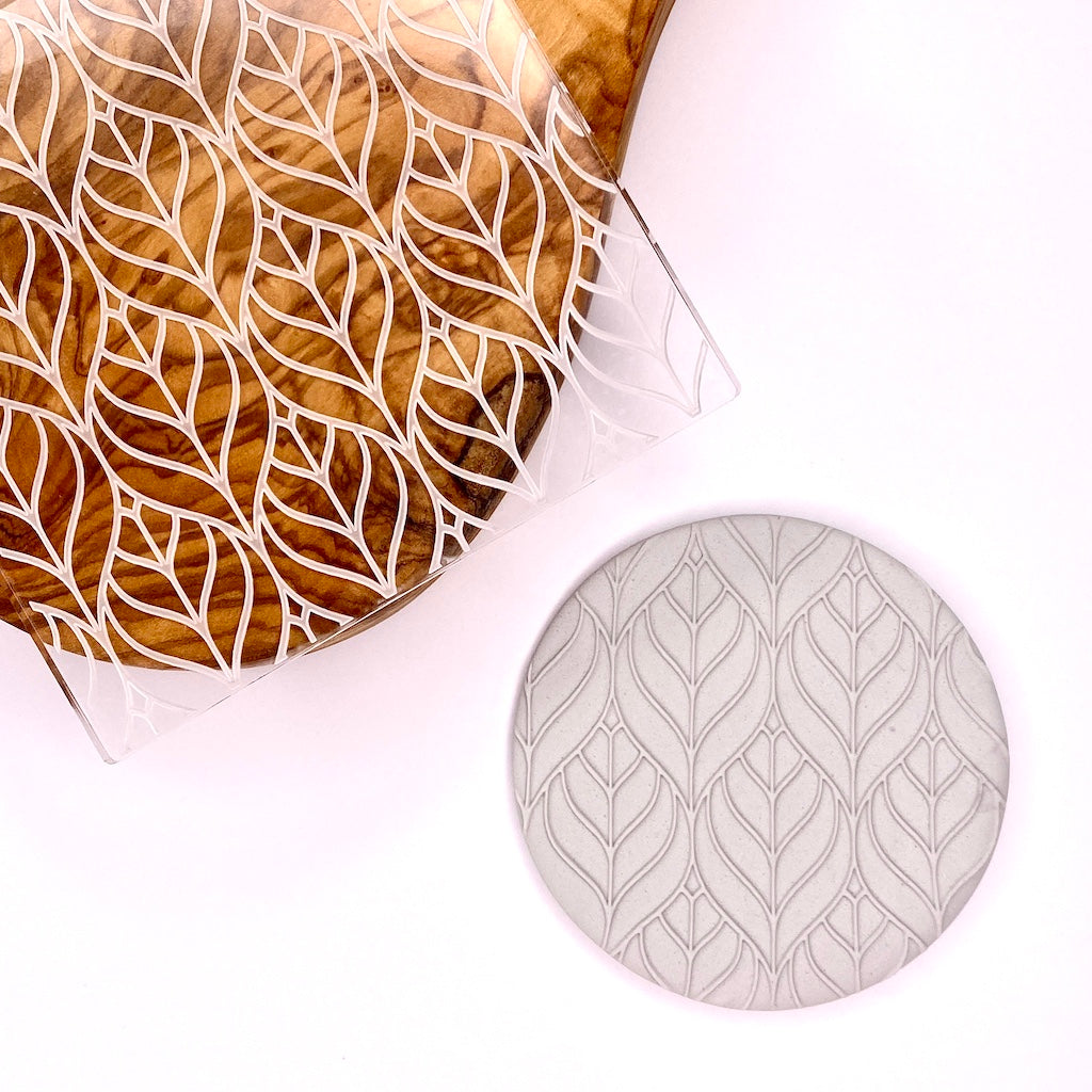 acrylic cookie stamp fondant embosser debosser modern leaves