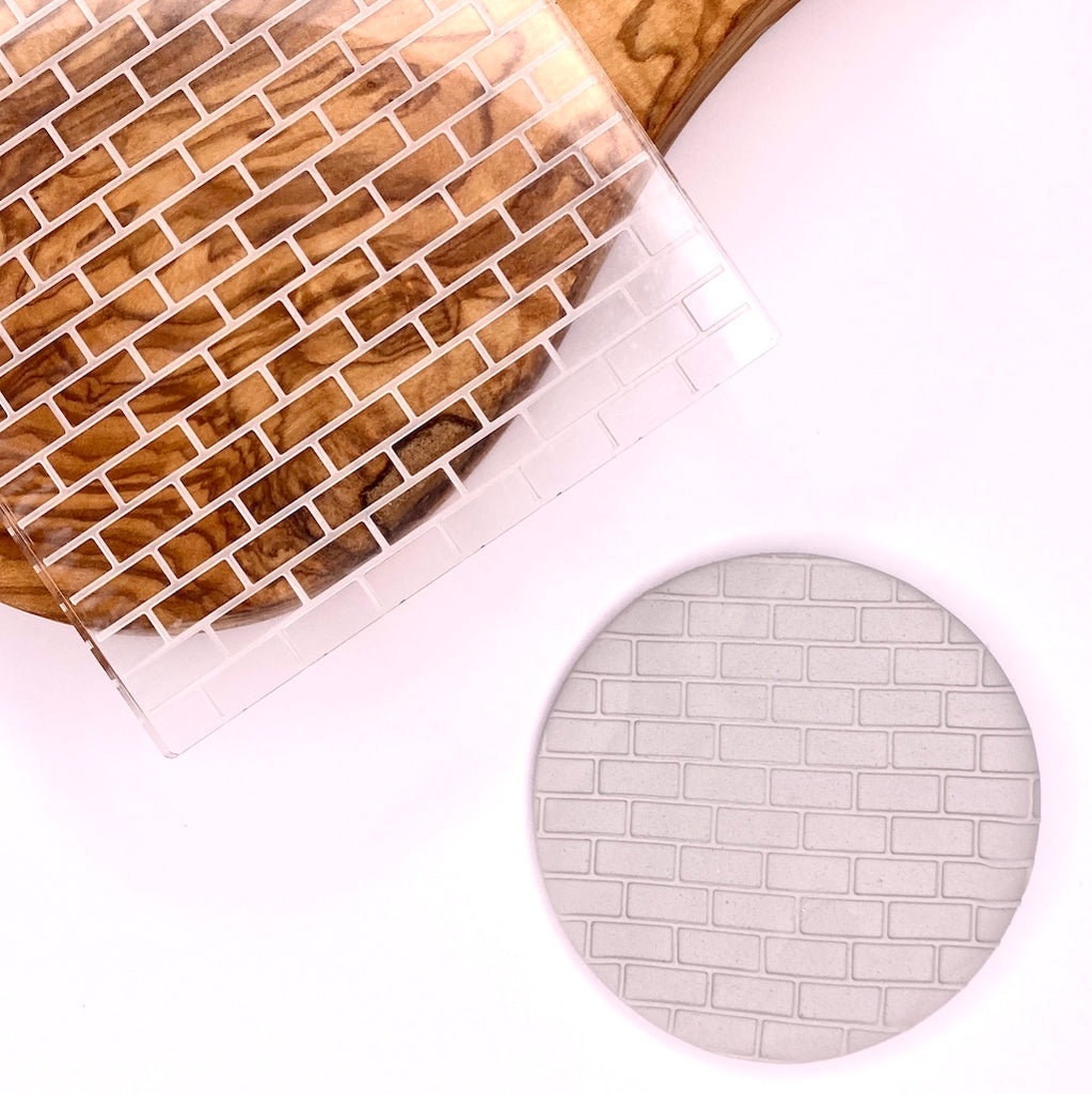 acrylic cookie stamp fondant embosser debosser brick pattern