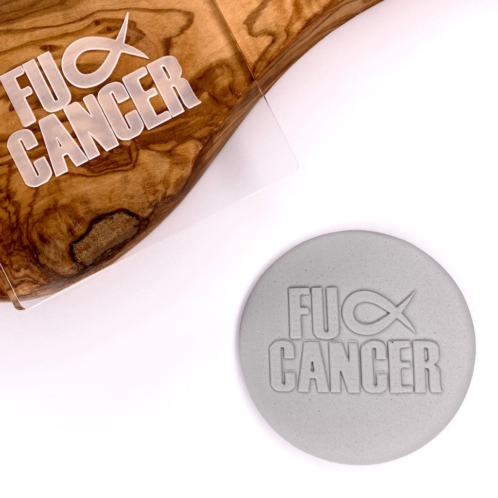 Cancer awareness cookie stamp fondant debosser fuck cancer
