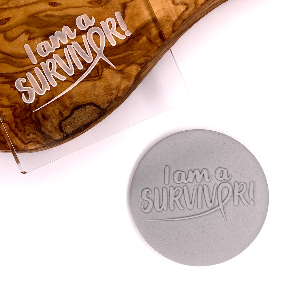 Cancer awareness cookie stamp fondant debosser I am a survivor