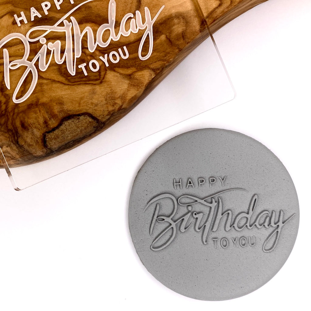 cookie stamp fondant embosser Happy birthday to you