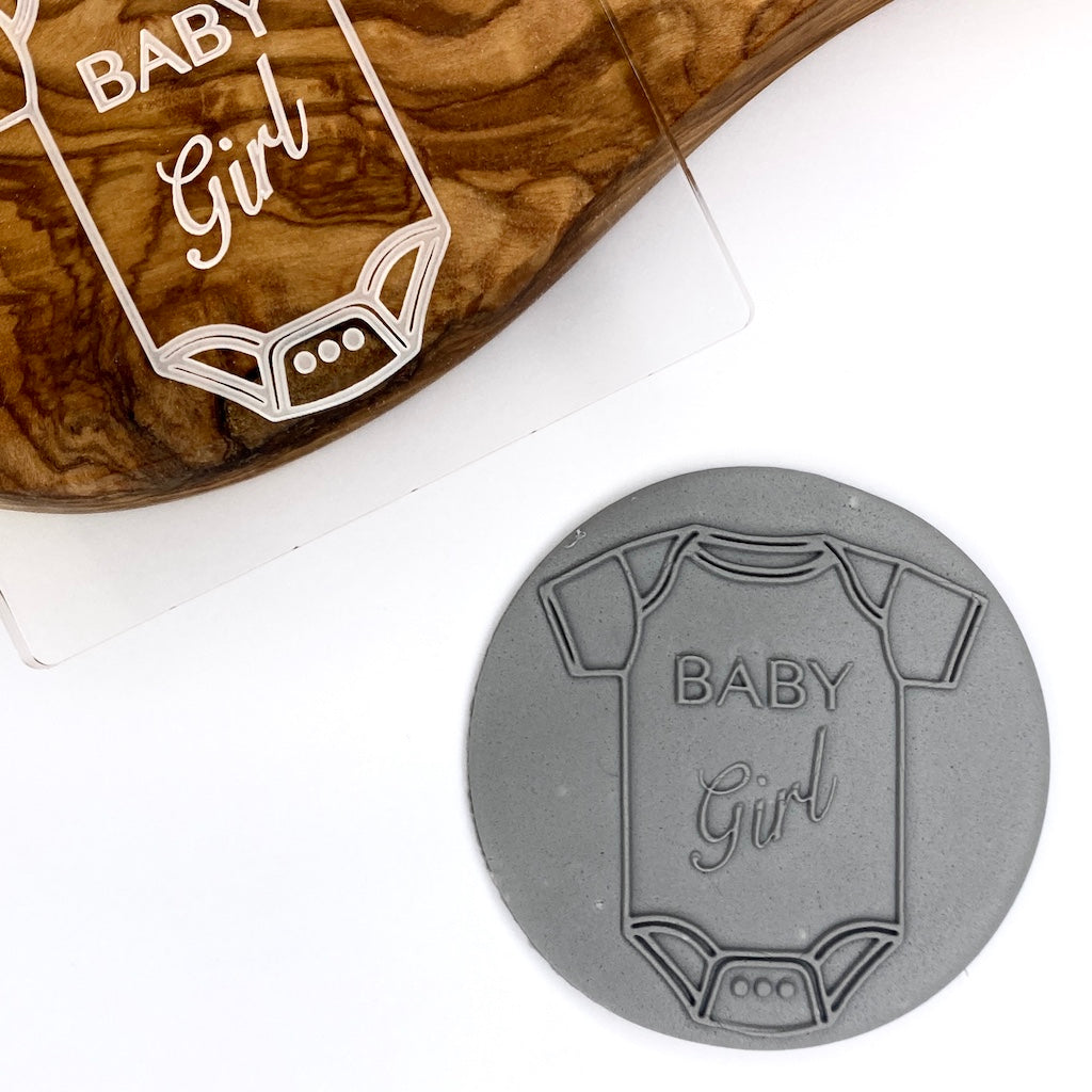 cookie stamp fondant embosser baby girl onesie bodysuit