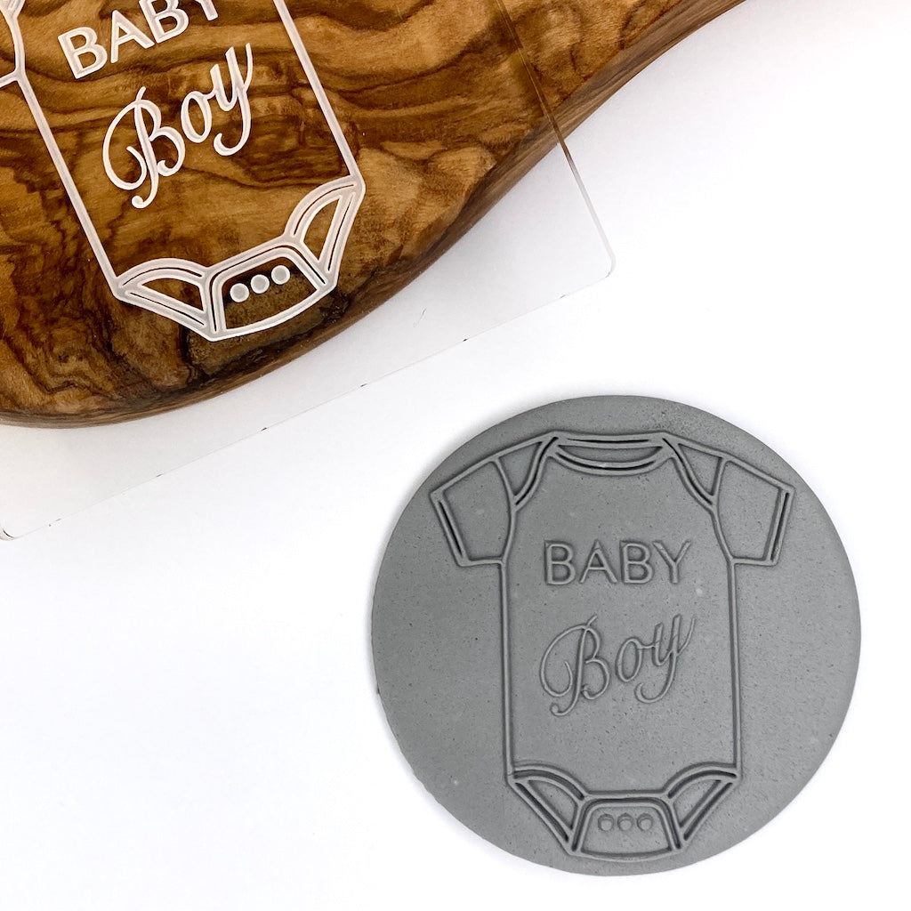 cookie stamp fondant embosser baby boy onesie bodysuit