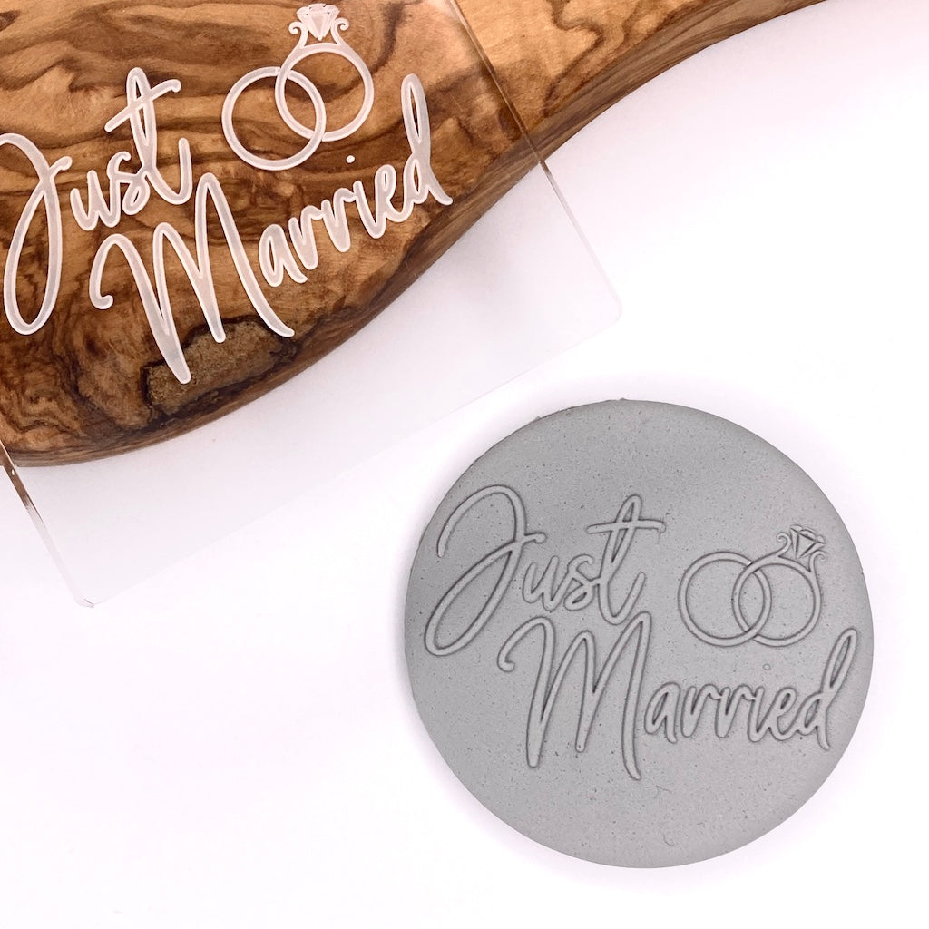 acrylic cookie stamp fondant embosser debosser just married wedding rings