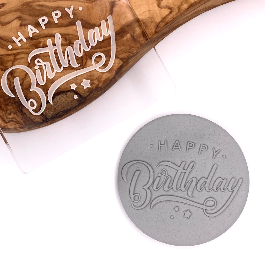 cookie stamp fondant embosser Happy birthday