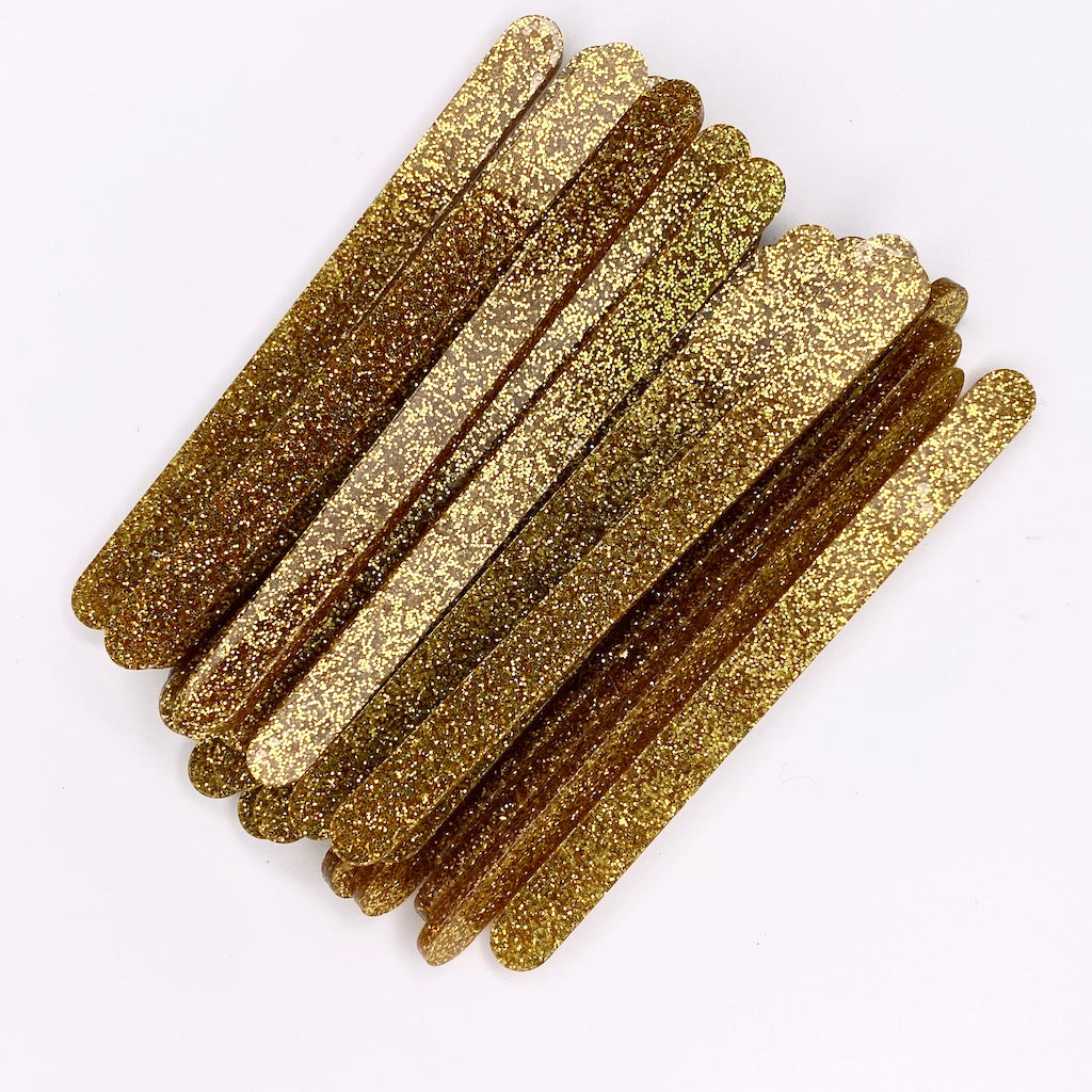 Popsicle ice cream sticks gold glitter acrylic reusable regular size