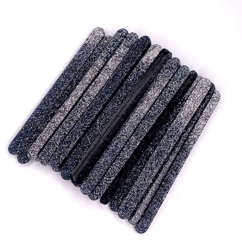 Popsicle ice cream sticks black glitter acrylic reusable regular size