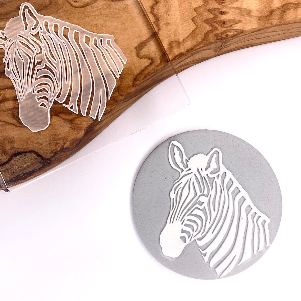 acrylic cookie stamp fondant embosser debosser safari african animal zebra