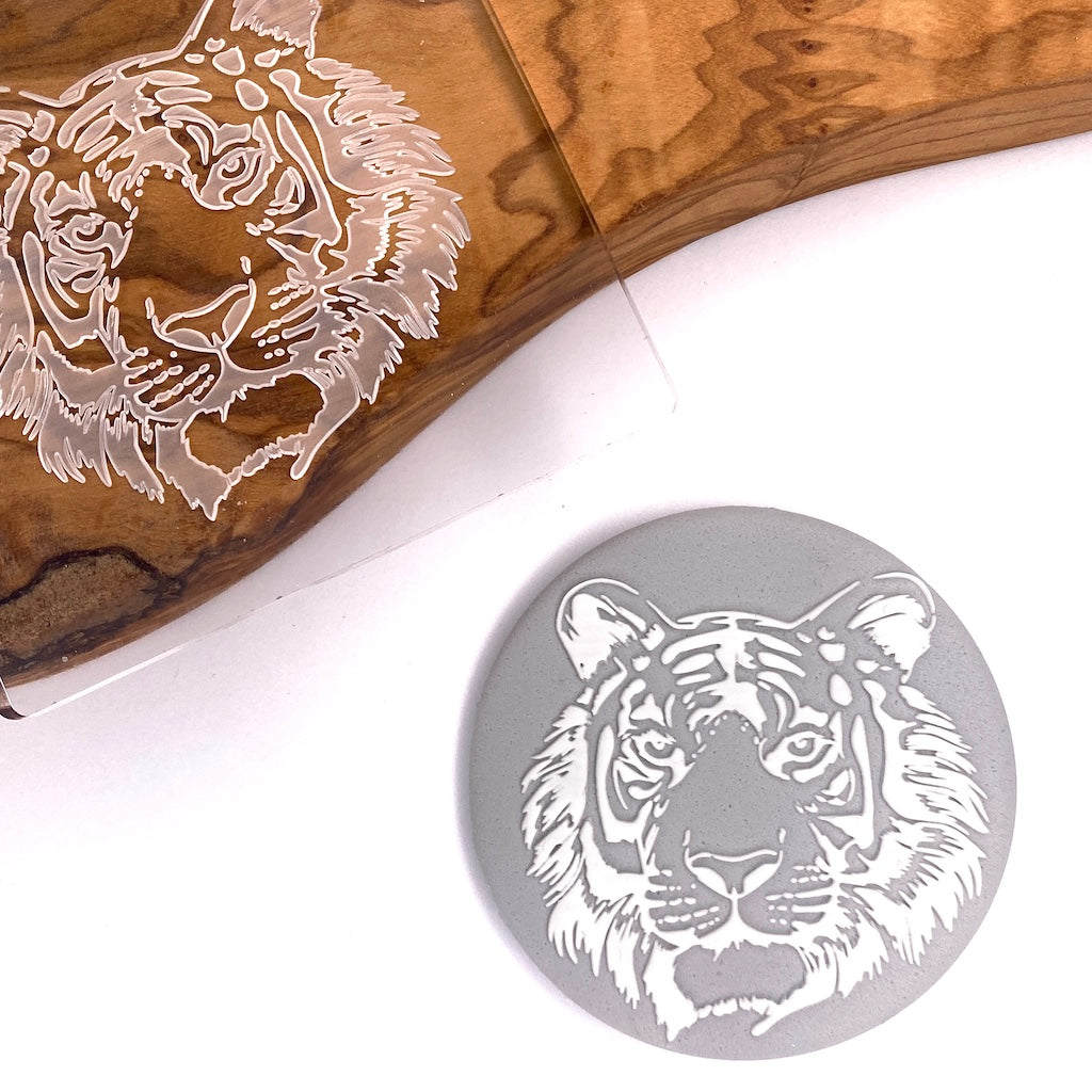 acrylic cookie stamp fondant embosser debosser safari african animal tiger