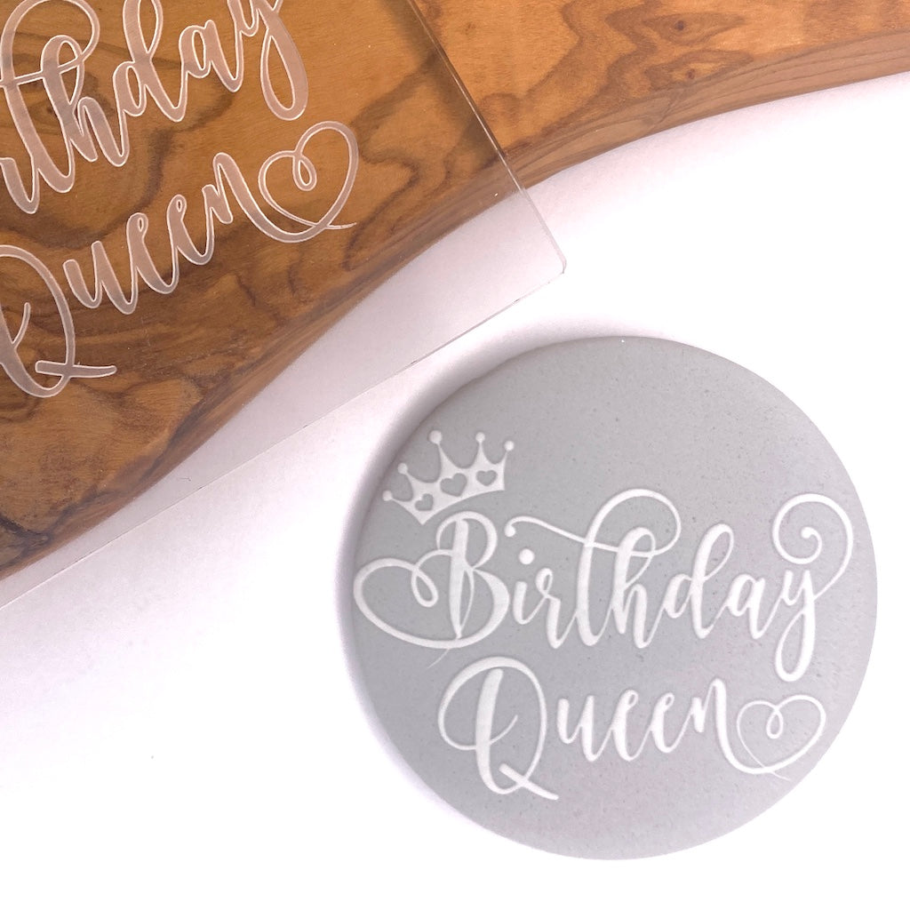 acrylic cookie stamp fondant embosser debosser Birthday Queen