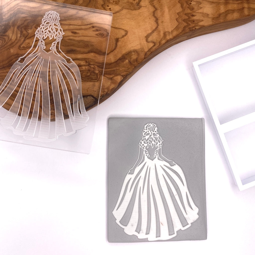 acrylic cookie stamp fondant embosser debosser wedding bride