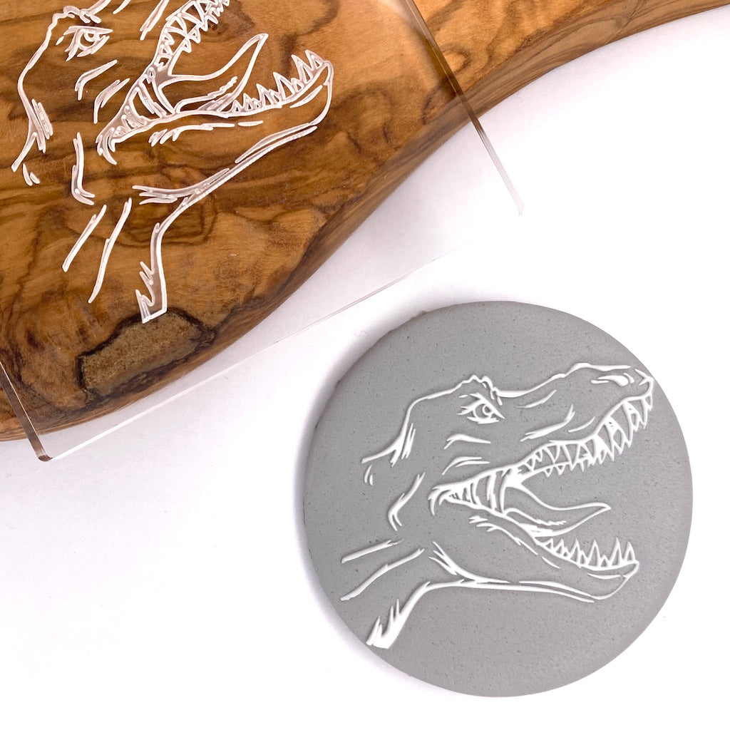 acrylic cookie stamp fondant embosser debosser dinosaur T-rex