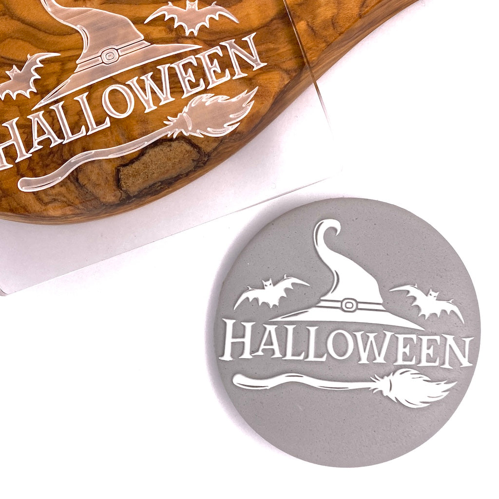 Cookie stamp fondant embosser happy halloween brom