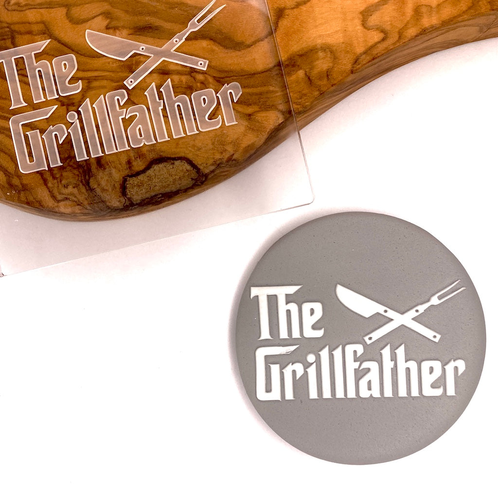 acrylic cookie stamp fondant embosser father's day the grillfather