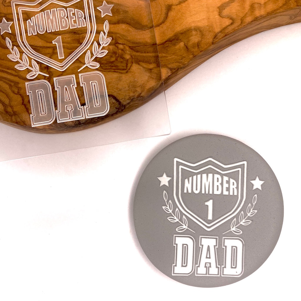 acrylic cookie stamp fondant embosser father's day number one dad