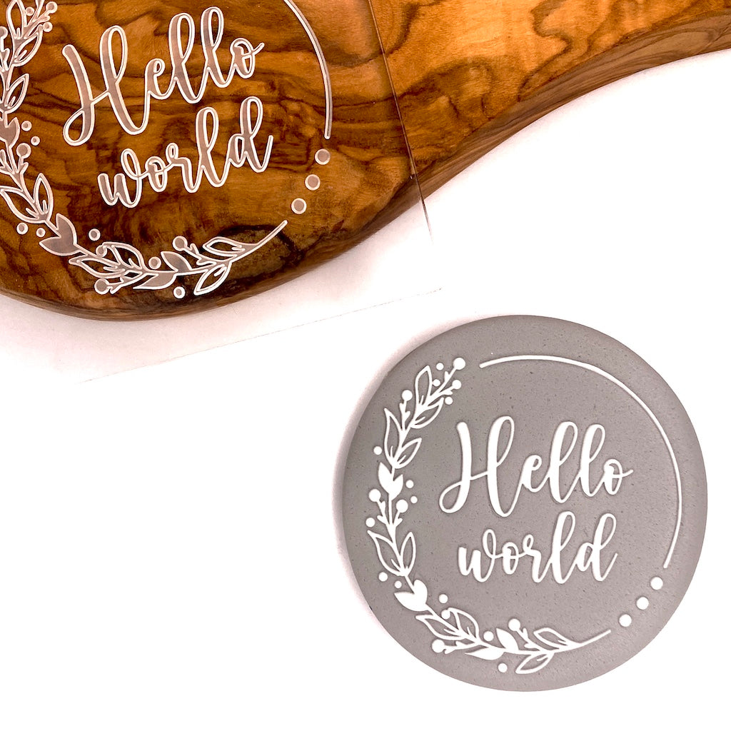 acrylic cookie stamp fondant embosser hello world baby shower