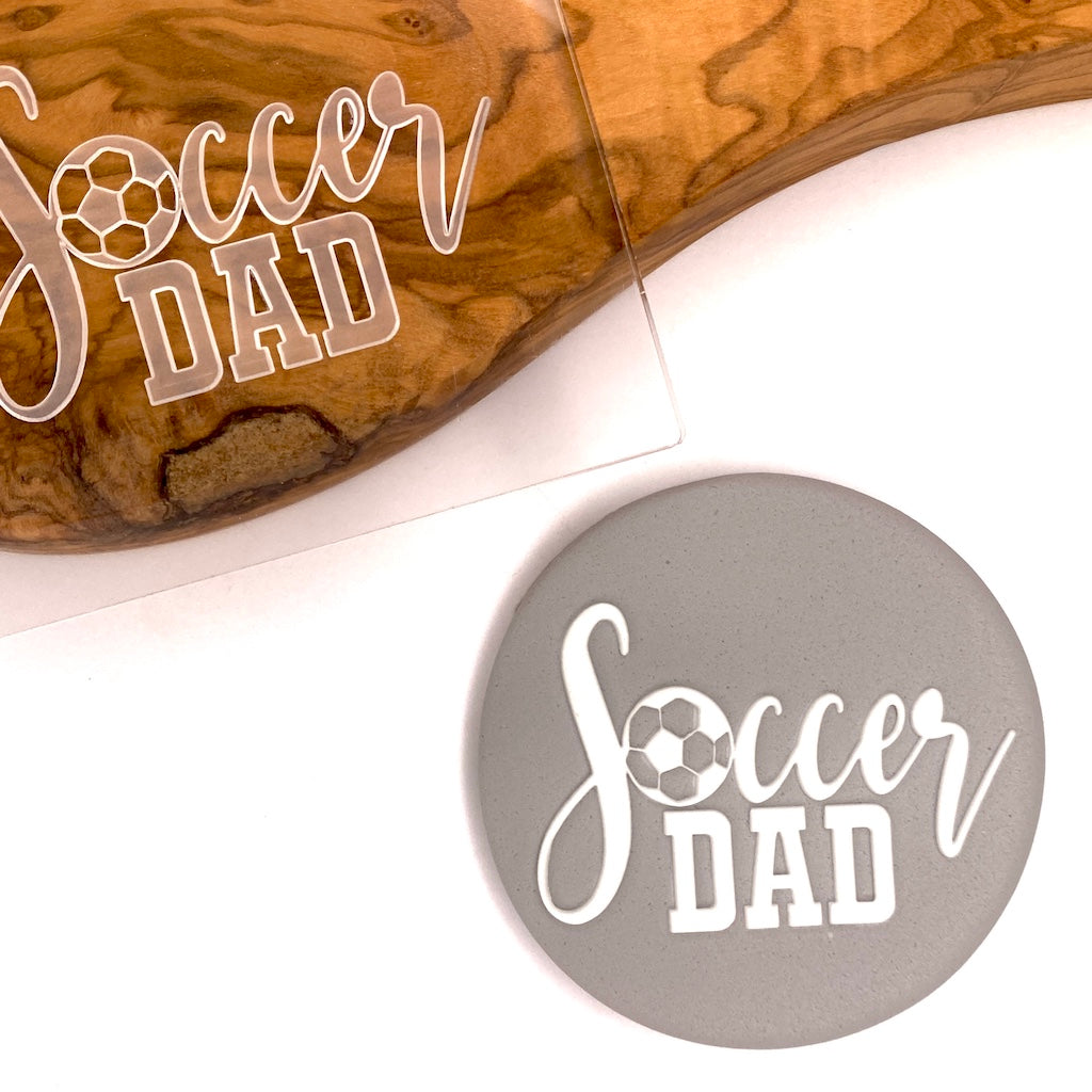 acrylic cookie stamp fondant embosser father's day soccer dad