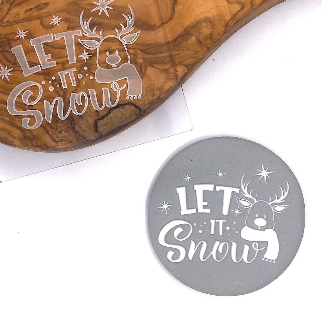 acrylic cookie stamp fondant embosser merry christmas let it snow
