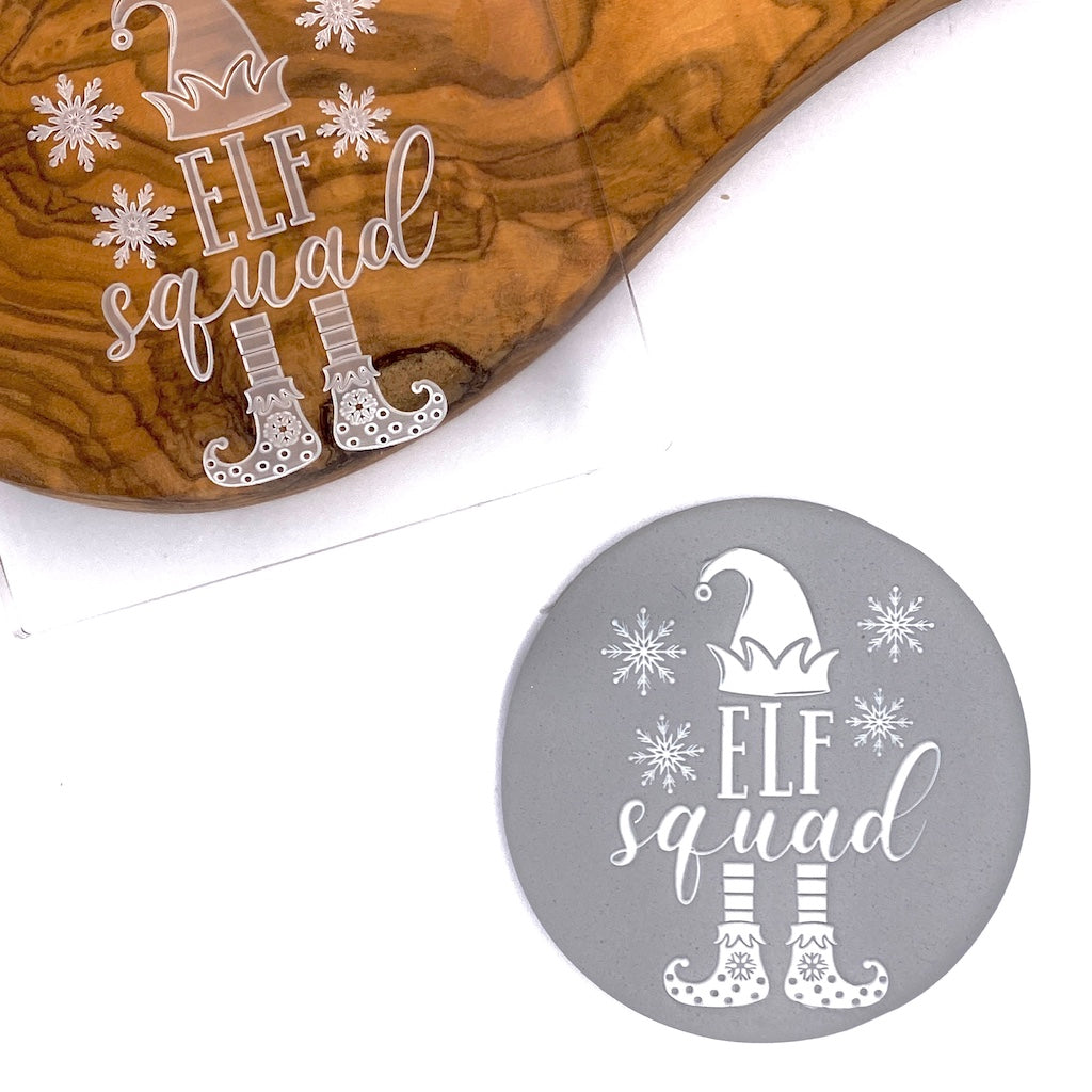 acrylic cookie stamp fondant embosser merry christmas elf squad