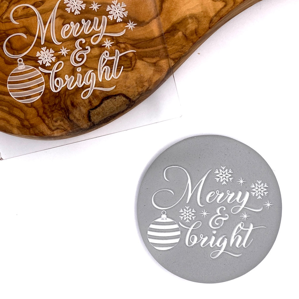 acrylic cookie stamp fondant embosser merry christmas merry and bright