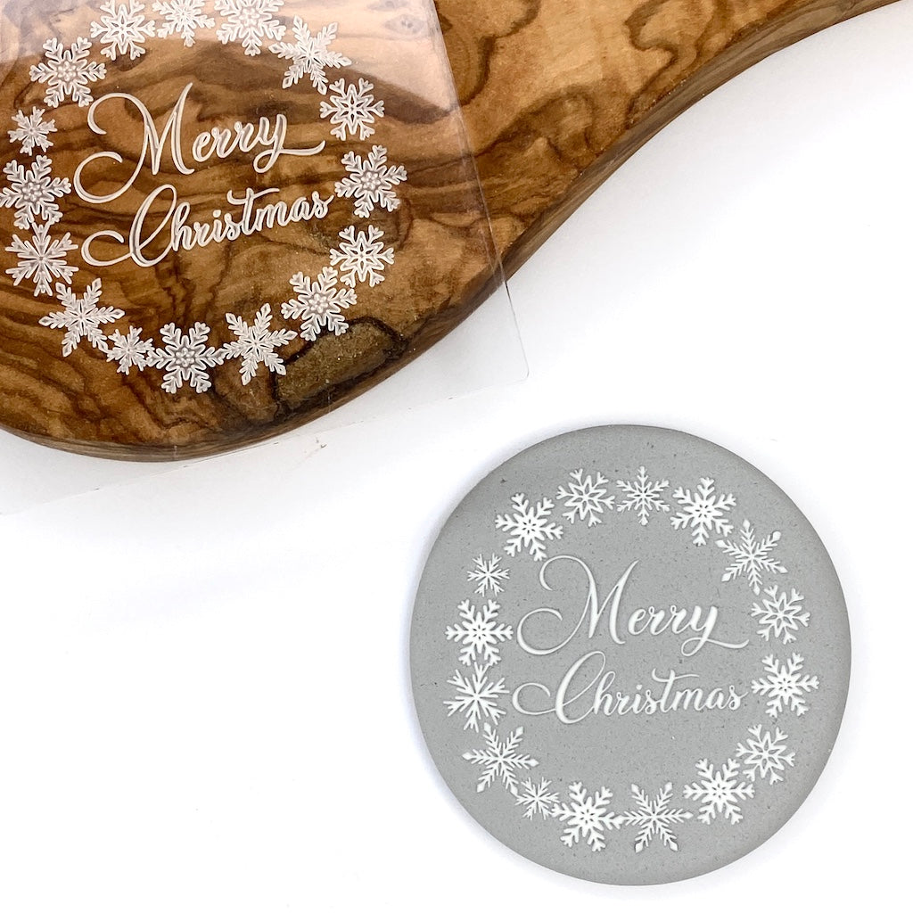 acrylic cookie stamp fondant embosser merry christmas snowflake wreath