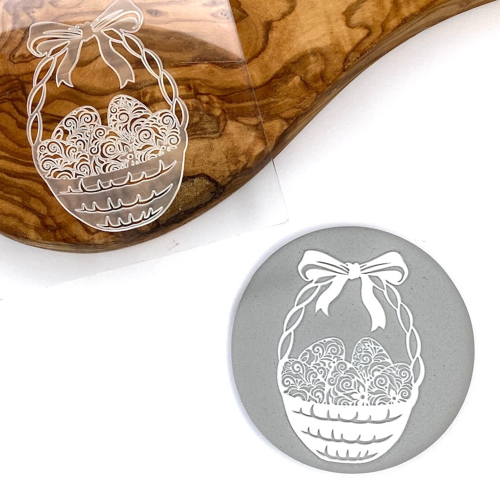 acrylic cookie stamp fondant embosser easter egg basket