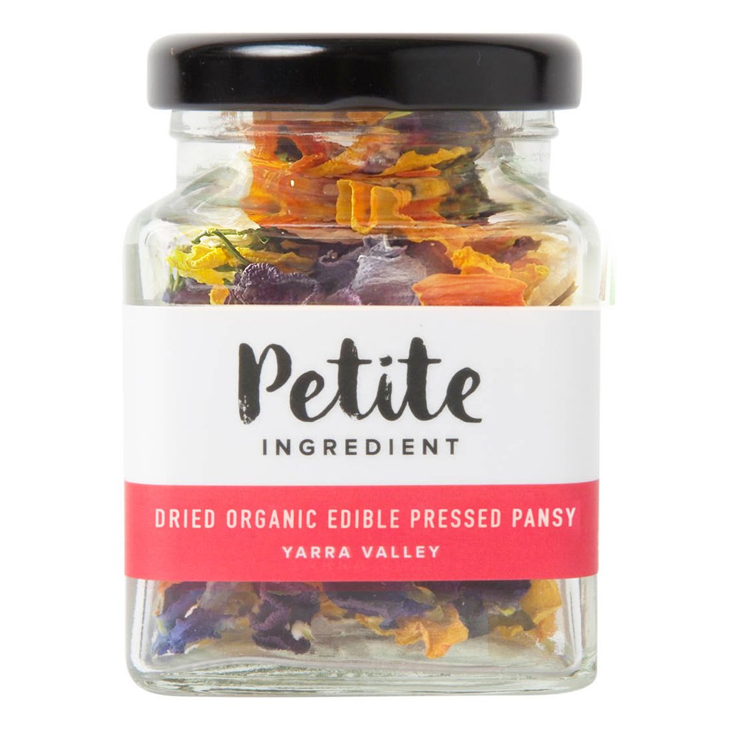 Petite ingredient edible dried flower organic pressed pansy petals jar 3g