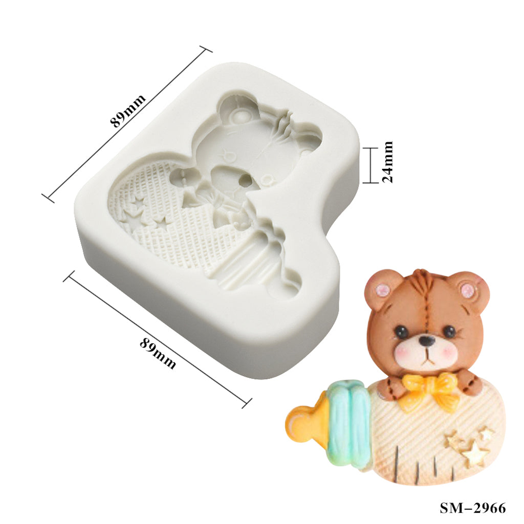 Teddy Bear with Milk Bottle Silicone Mould