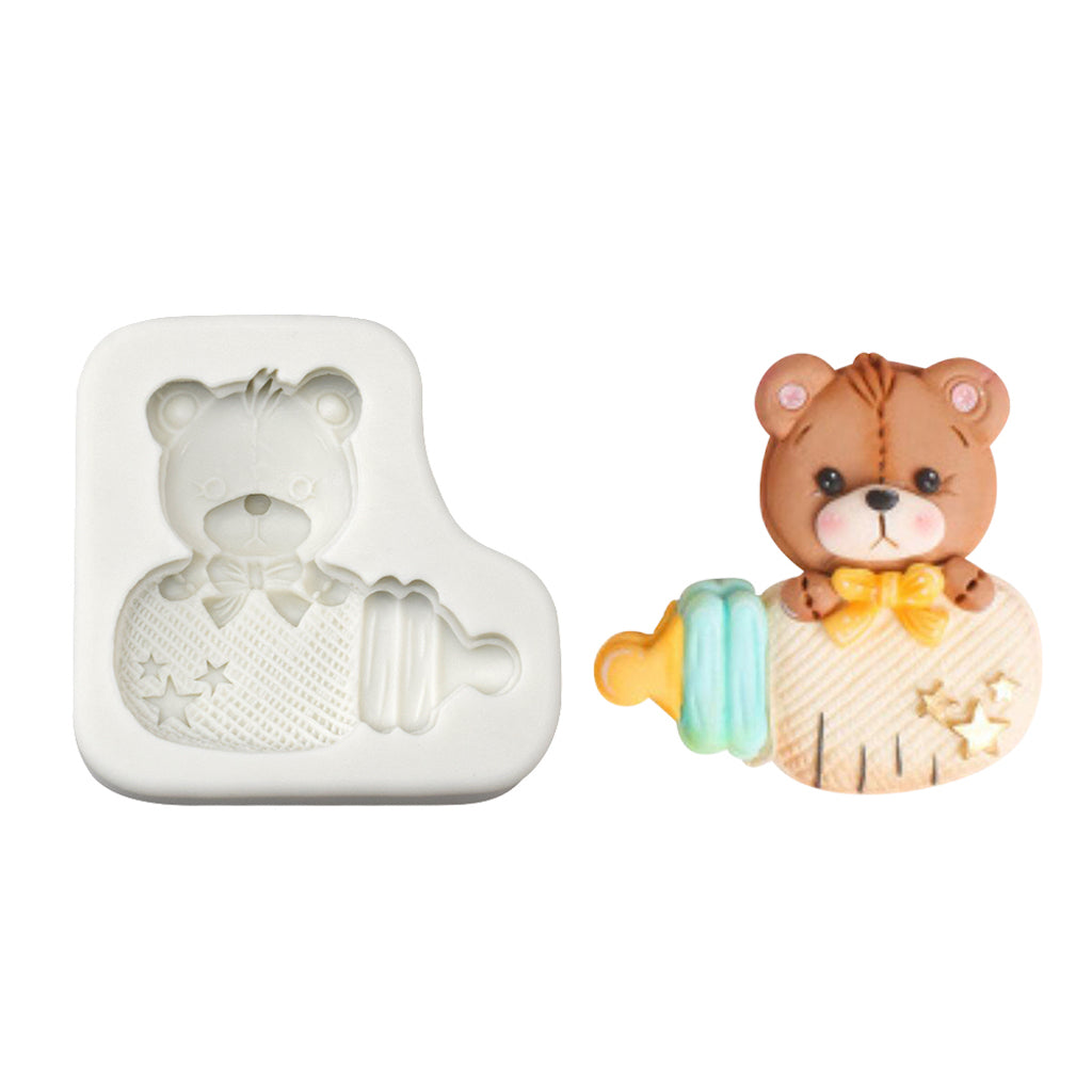 Teddy Bear with Milk Bottle Silicone Mould