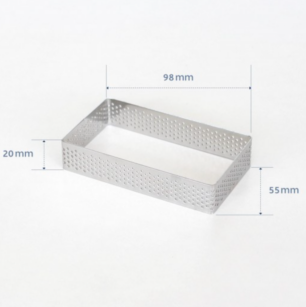 Stainless Steel Perforated Tart Ring rectangle 98mm