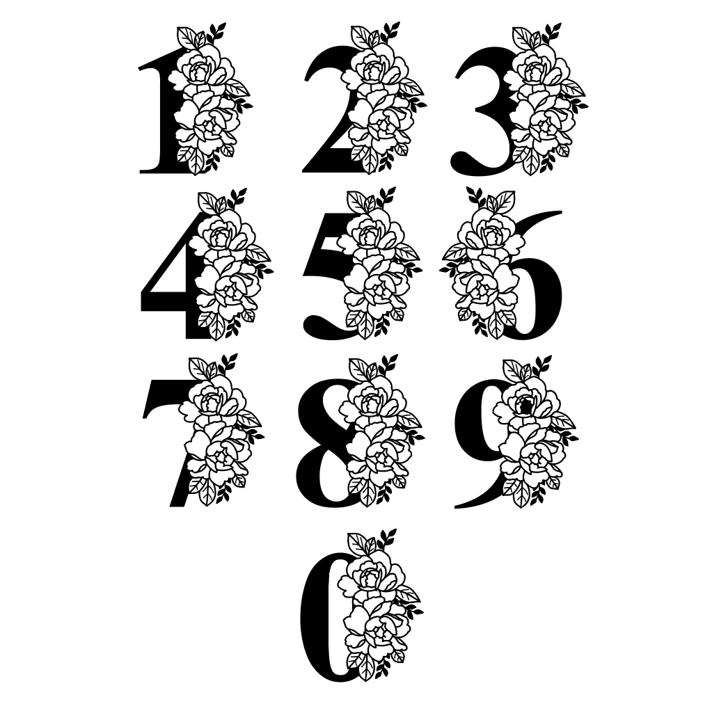 Acrylic large floral number cookie stamp all the numbers