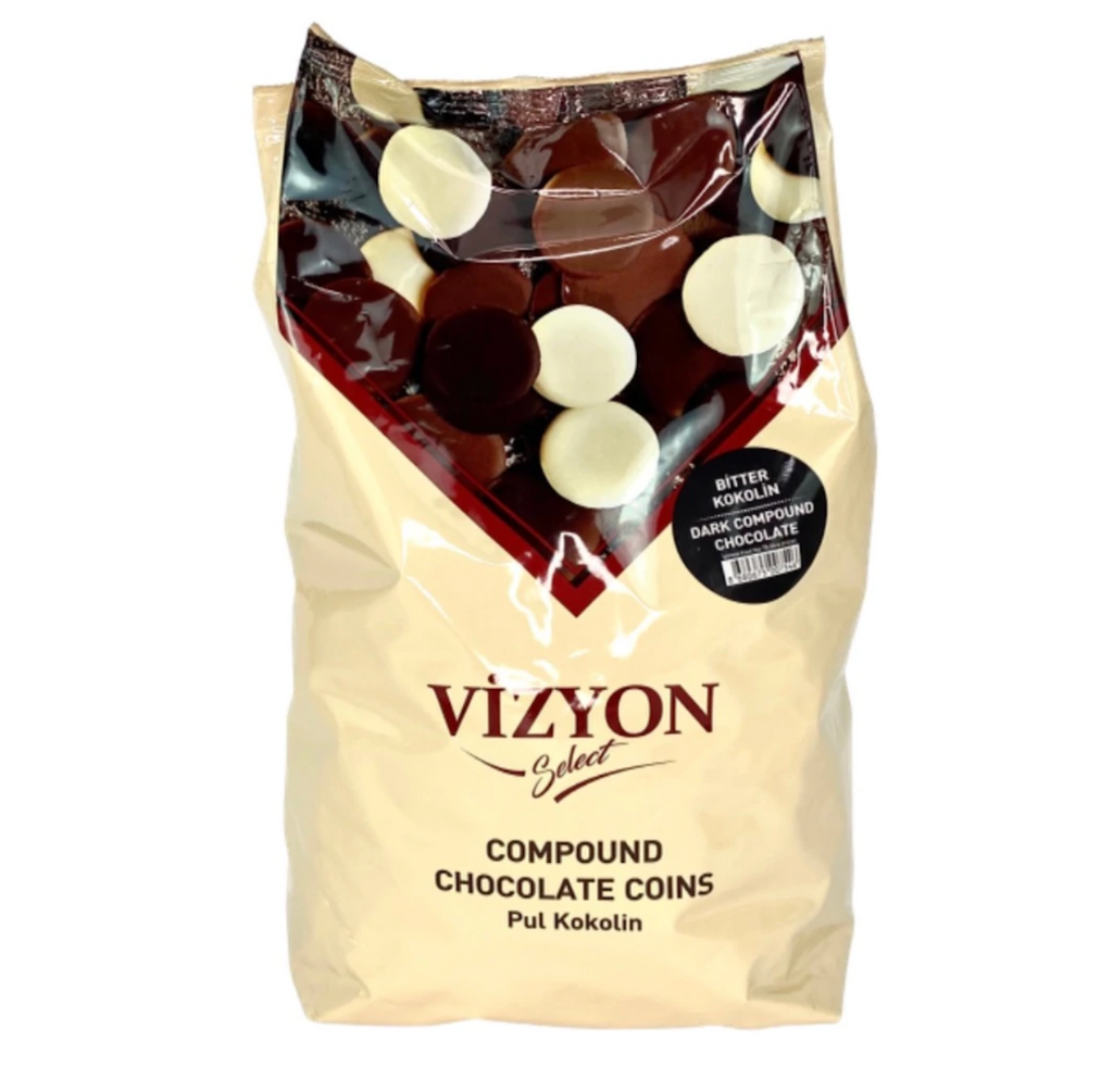 Vizyon compound dark chocolate chips 2.5kg bag