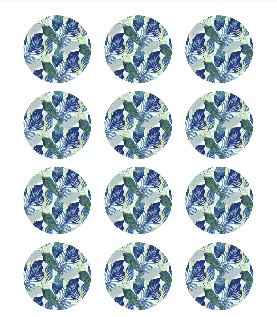 2.5" Cupcake Edible Icing Image - Tropical Leaves