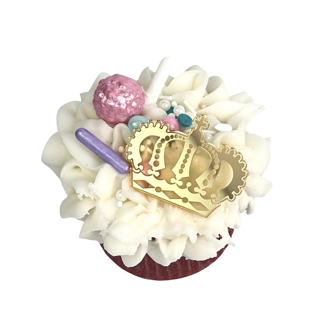 Acrylic Cupcake Topper Charms - Gold Crowns 6pc