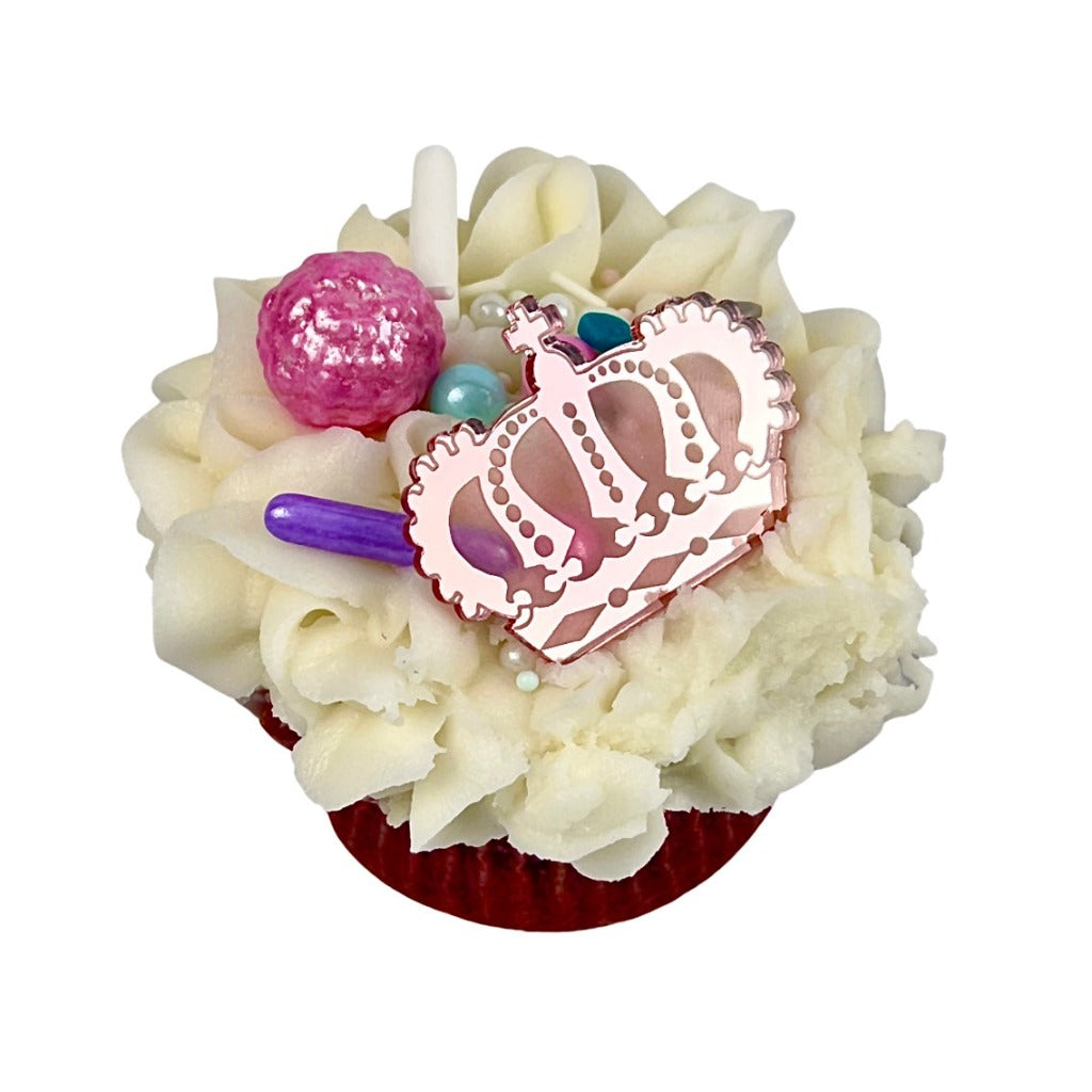 Acrylic Cupcake Topper Charms - Rose Gold Crowns 6pc
