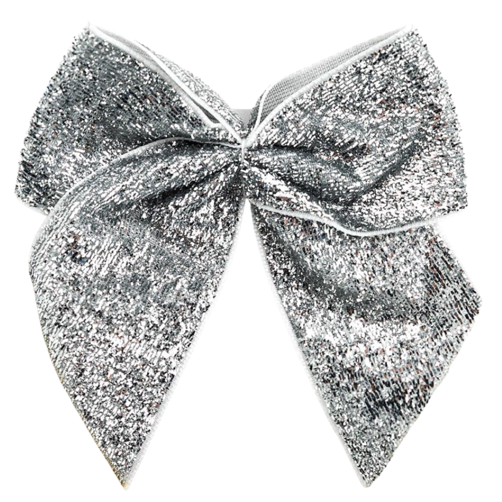 Sparkle Cakesicle Bows 10cm 6 Pack - Silver