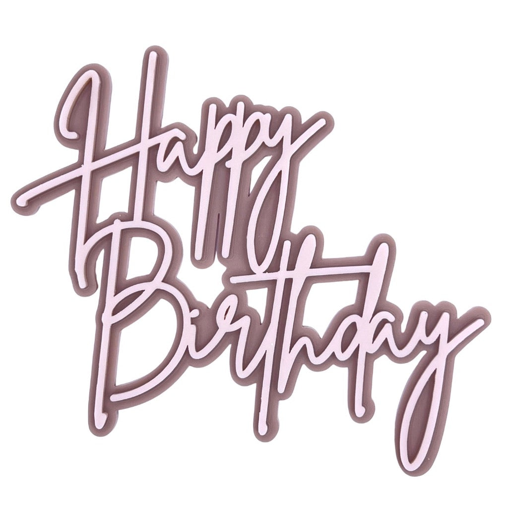 Double Layered Acrylic Birthday Cake Fropper - Happy Birthday Script