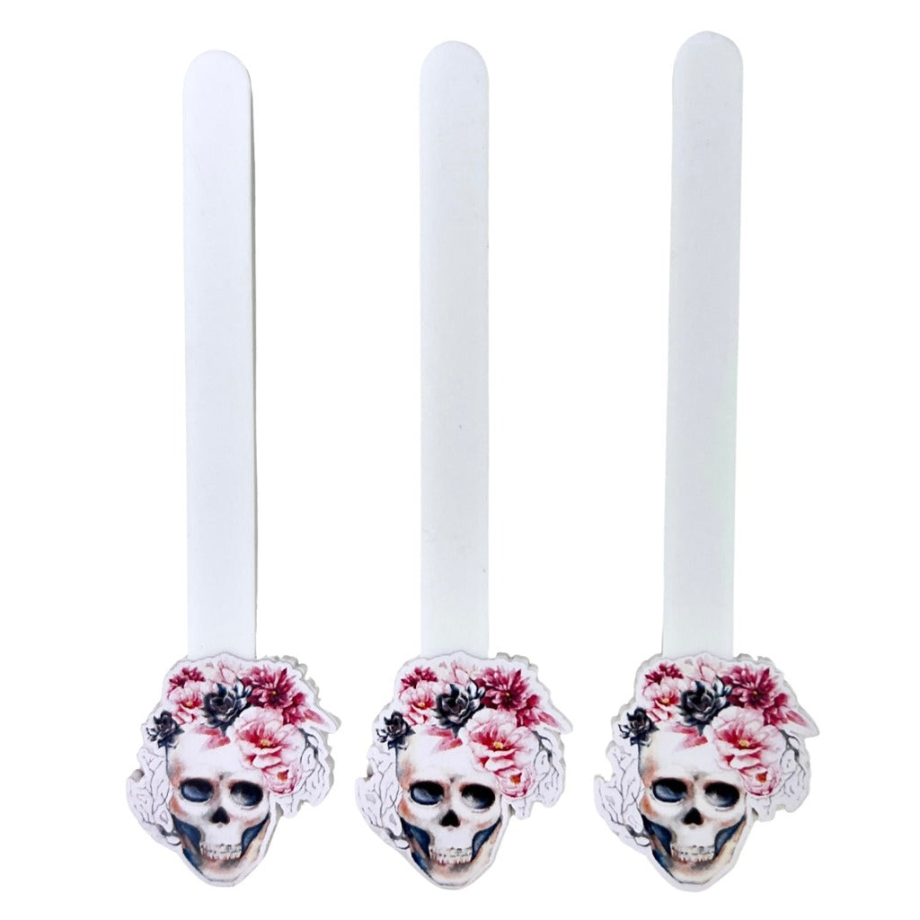 Acrylic Popsicle - Cakesicle Sticks - Halloween Floral Skull 8pc